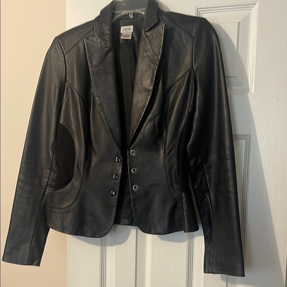 Chic Black Leather Jacket by Cache